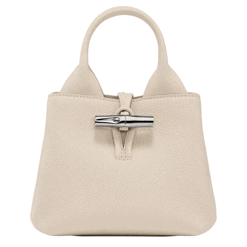 Elegant bamboo clasp mini bag in premium vegan leather with silver hardware