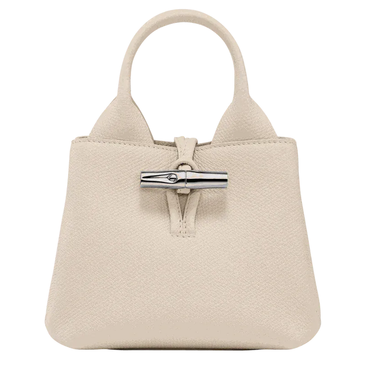 Elegant bamboo clasp mini bag in premium vegan leather with silver hardware