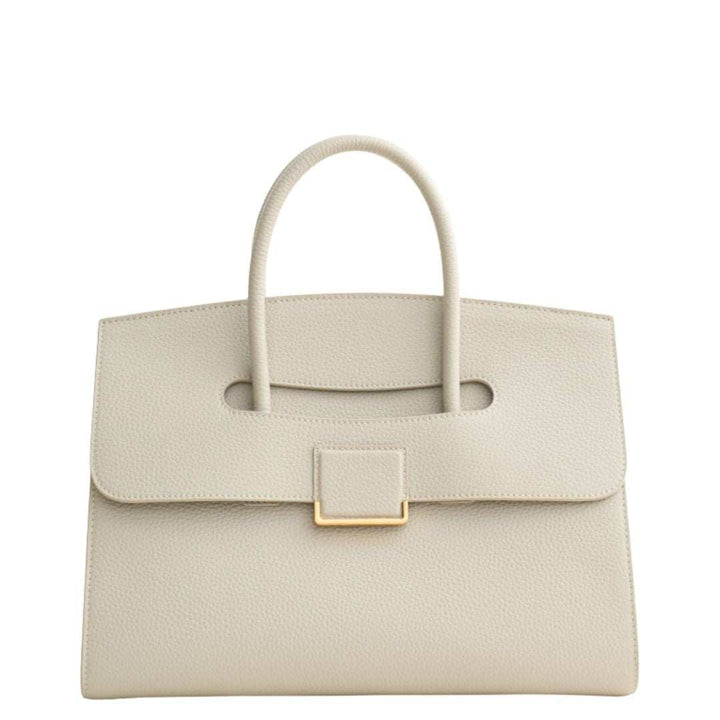 Amelie Lace Handbag in white vegan leather with lace texture and structured silhouette