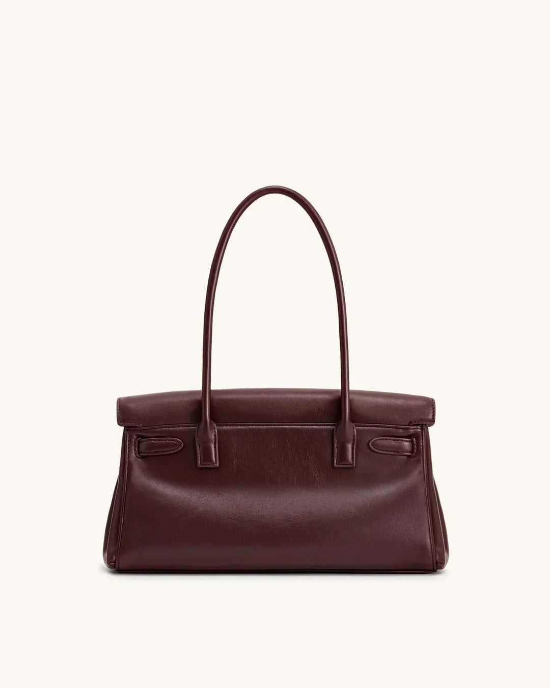 Marisse shoulder bag in brown with smooth finish and gold details, structured design with long handles for shoulder or hand carry
