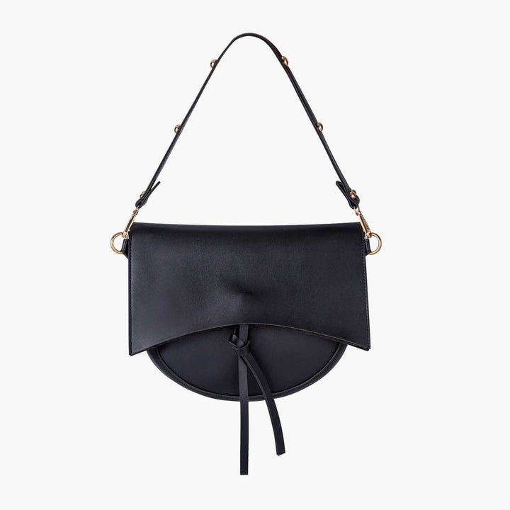 Camille Saddle Crossbody vegan leather bag with tassel and two interchangeable straps in multiple colors