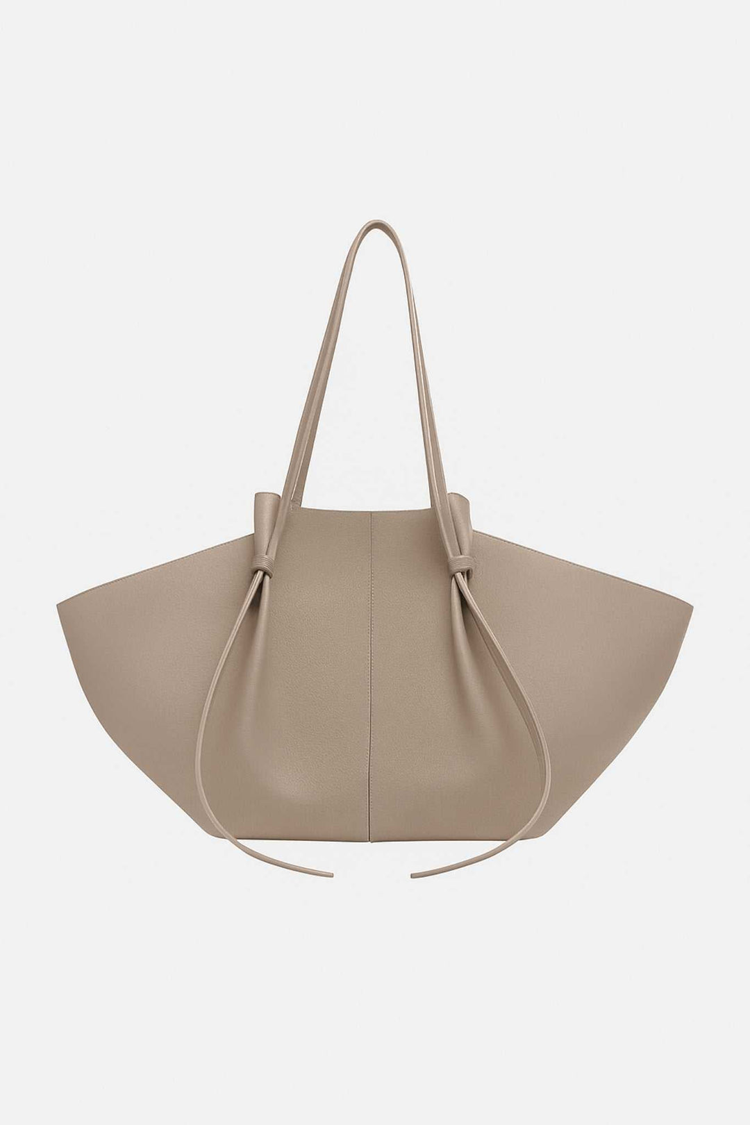 Savina Tote Bag in taupe vegan leather with knotted handles and spacious design