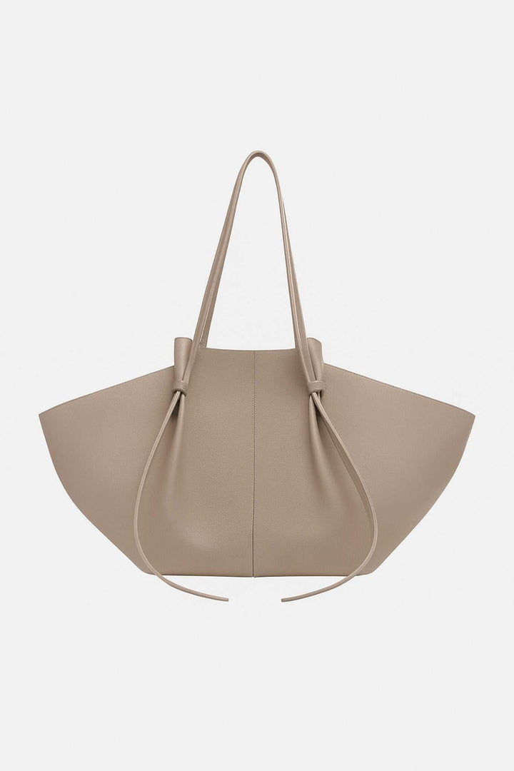 Savina Tote Bag in taupe vegan leather with knotted handles and spacious design
