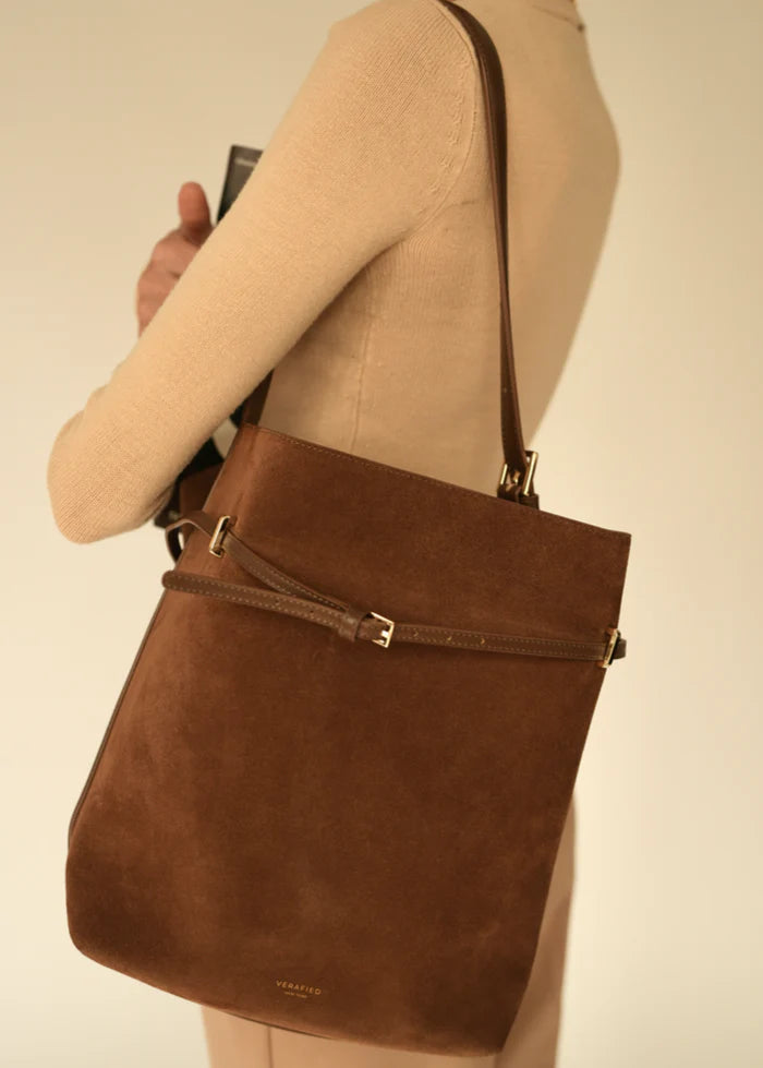 Avenne Suede Belted Tote Bag