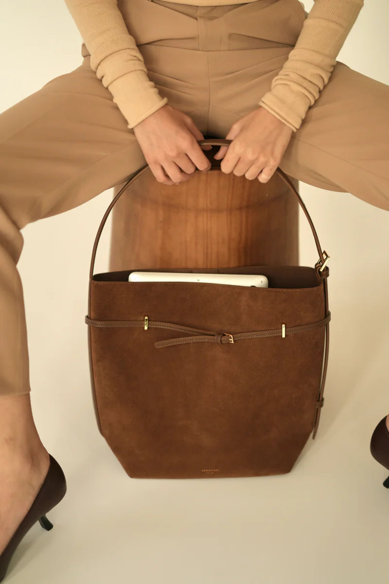 Avenne Suede Belted Tote Bag