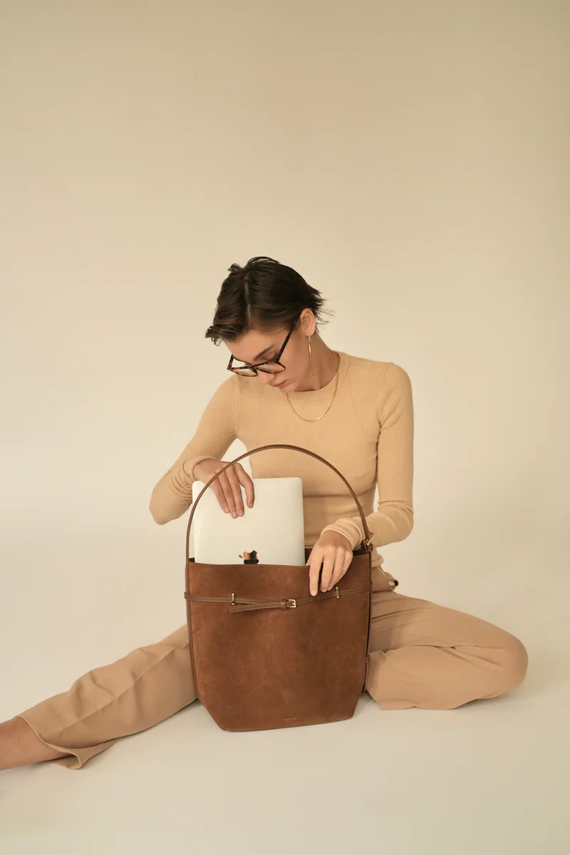 Avenne Suede Belted Tote Bag