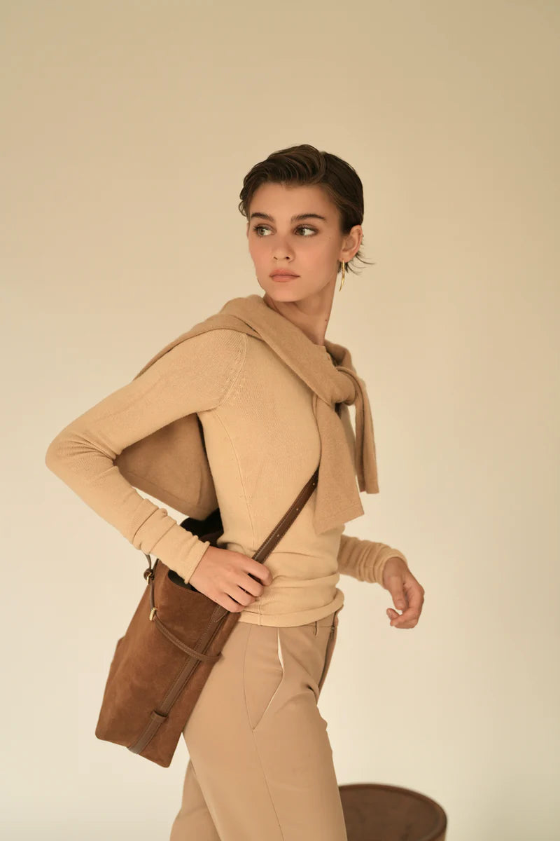 Avenne Suede Belted Tote Bag
