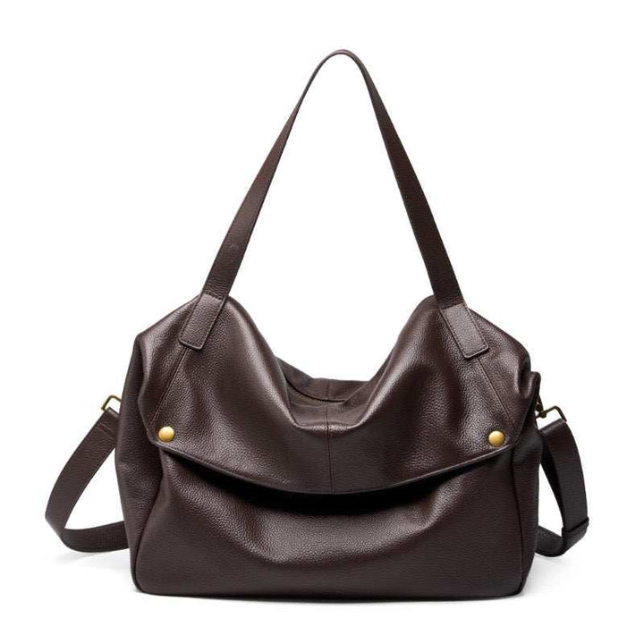 Bennett Everyday Tote vegan leather tote with zipper closure and phone pocket in coffee color