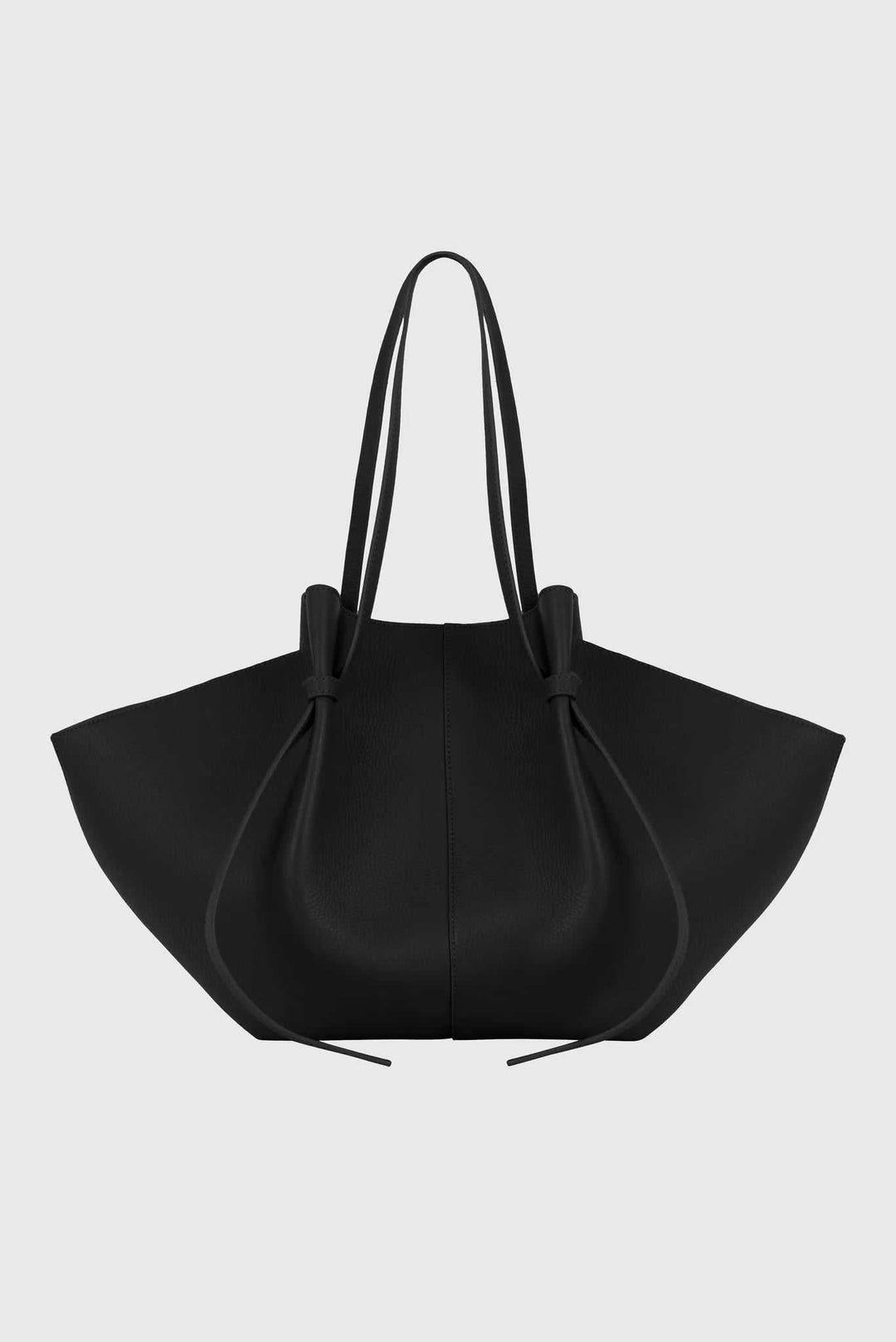 Black Savina Tote Bag made of vegan leather with knotted handles and spacious design