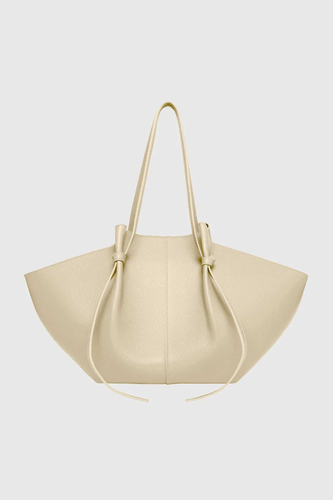 Beige Savina tote bag made of vegan leather with knotted handles and spacious design