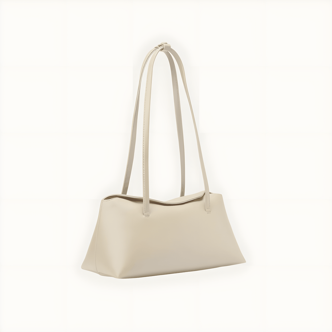 Beige Christelle vegan leather shoulder bag with dual straps and magnetic closure