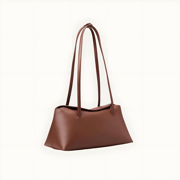 Brown Christelle vegan leather shoulder bag with magnetic closure and dual straps