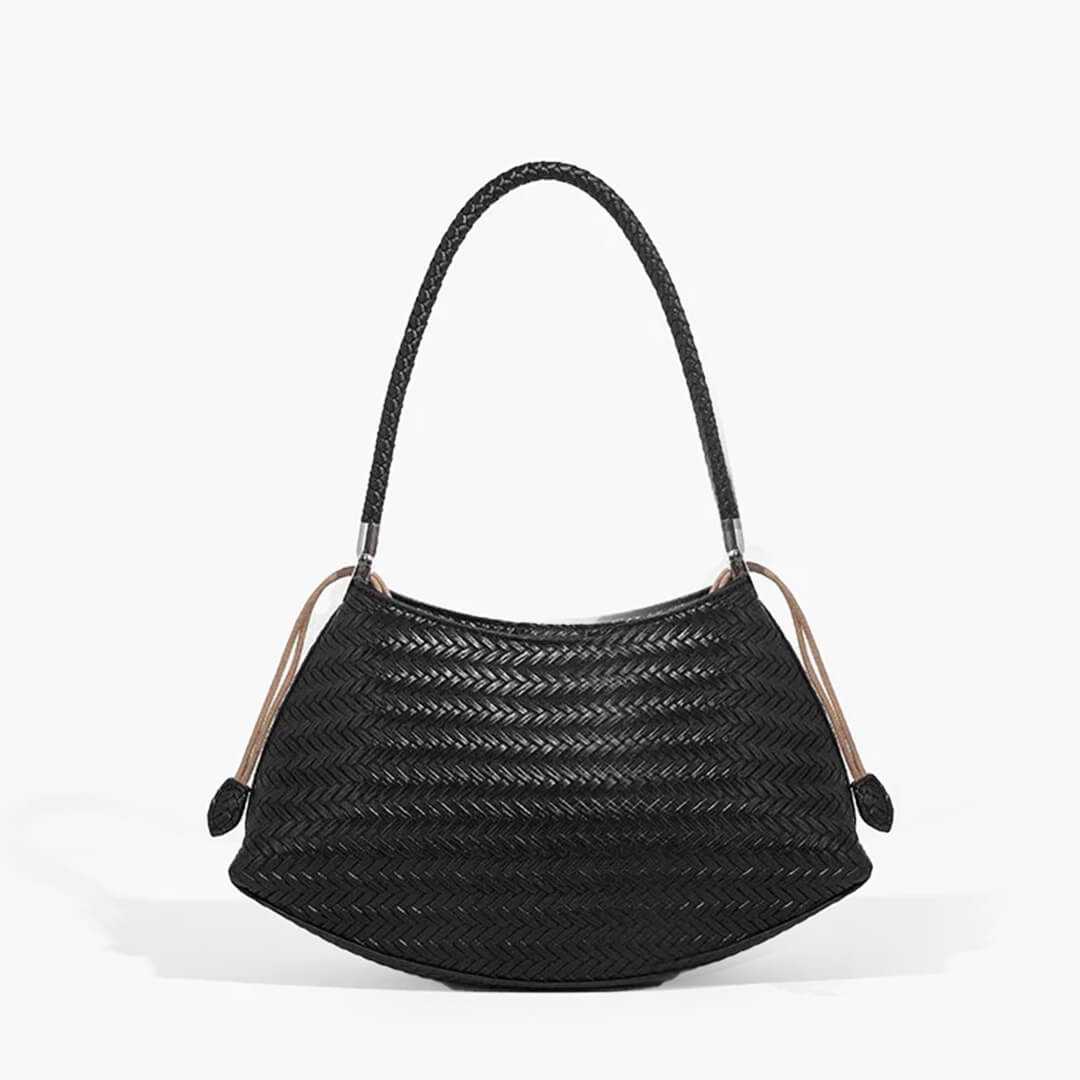 Sienna Woven Tote Bag made of vegan leather with structured silhouette and comfortable handles