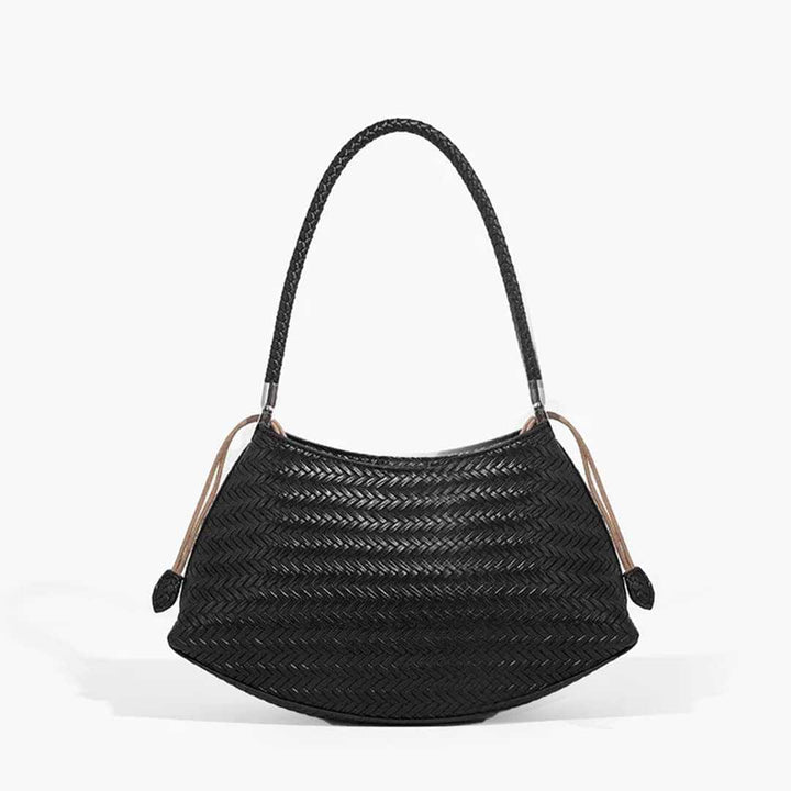 Sienna Woven Tote Bag made of vegan leather with structured silhouette and comfortable handles