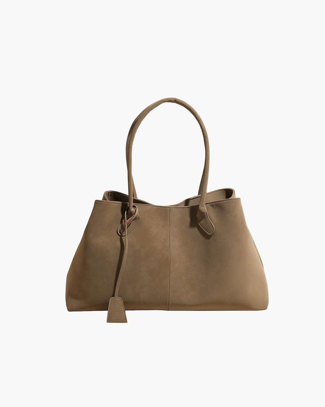 Valentina Suede Shoulder Bag in vegan suede with adjustable strap and zipper closure in neutral tones