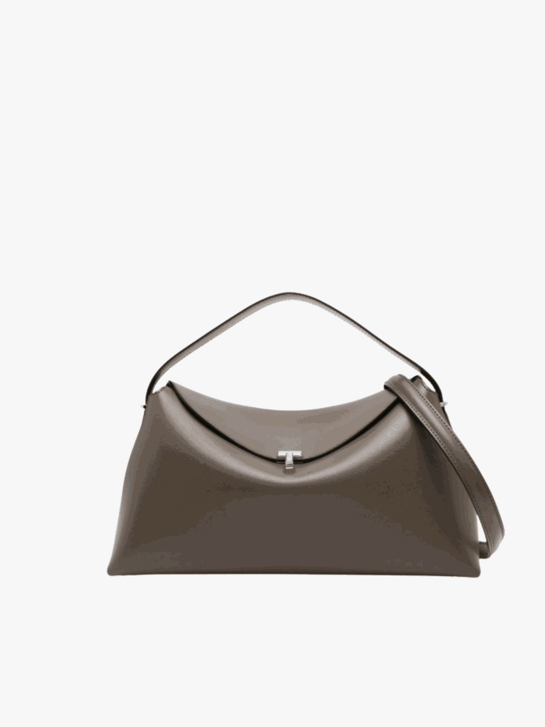 Lucienne Twist-Lock Bag in smooth Italian cow leather with signature twist-lock closure and curved architectural design
